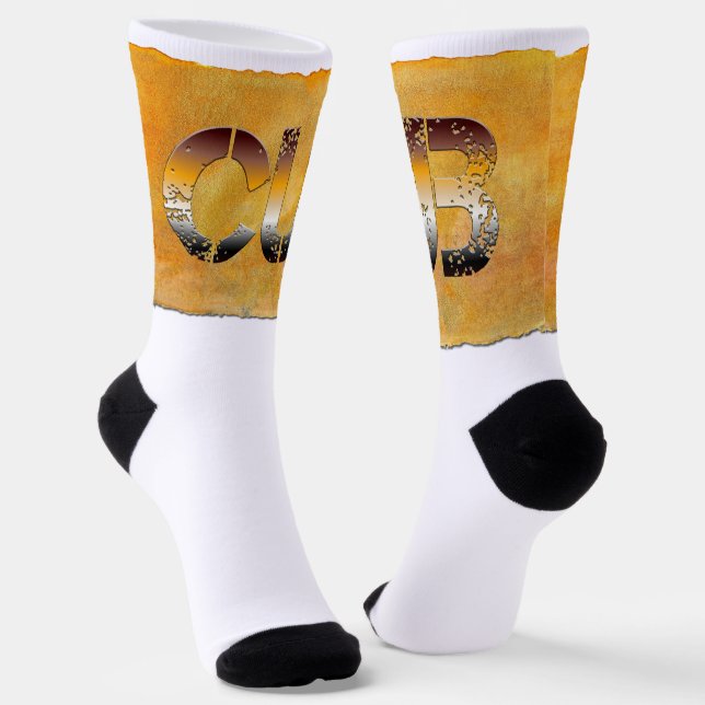 Chaussette SlipperyJoe's petit ours mot orange-brun pro (Angulaire)