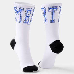 Chaussette SlipperyJoe's viande vibrante grandes lettres bleu