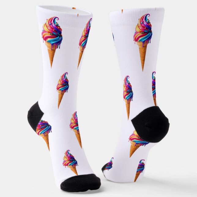Chaussette SlipperyJoe's vibrante crème glacée cone classique (Angulaire)