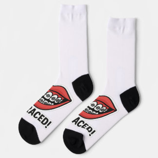 Chaussette Smiley Brace Sticker amusant - Lèvres colorées