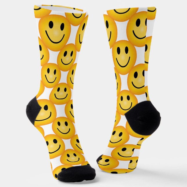 Chaussette Smiley Happy Face Emoji Printed Gift Socks (Angulaire)