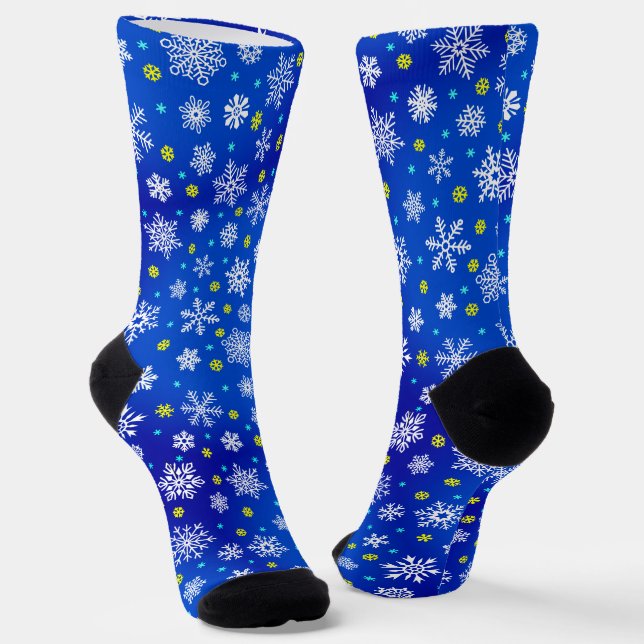 Chaussette Snowflake Royal Blue Navy Blue moderne chic élégan (Angulaire)