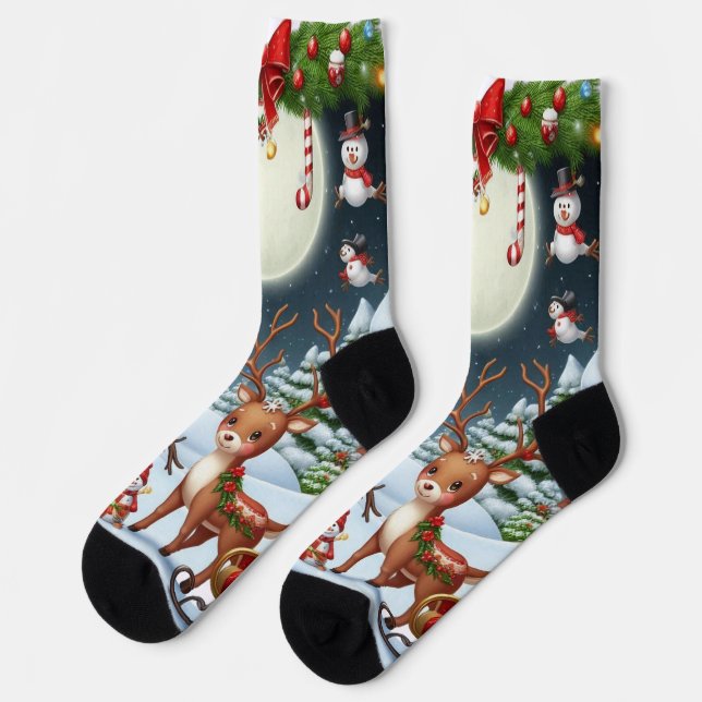 Chaussette Snowman et Reindeer (Gauche)
