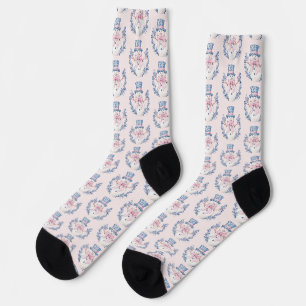 Chaussette Snowman rose et bleu