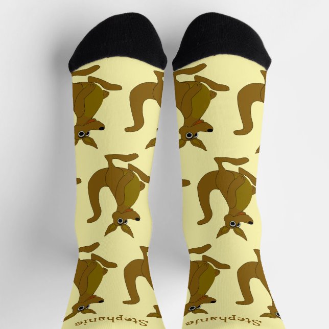 Chaussette Socks Brown Kangaroo Design (Haut)
