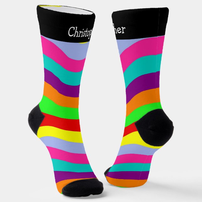 Chaussette Socks Colourful Wavy Stripes Design (Angulaire)