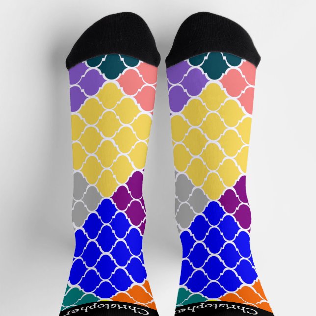 Chaussette Socks Multi Coloured Moroccan Pattern Design (Haut)