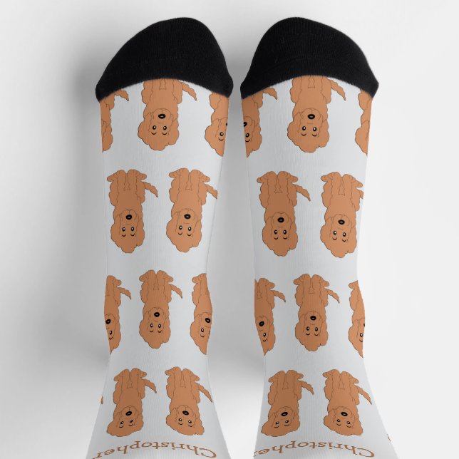 Chaussette Socks Red Goldendoodle Design (Haut)