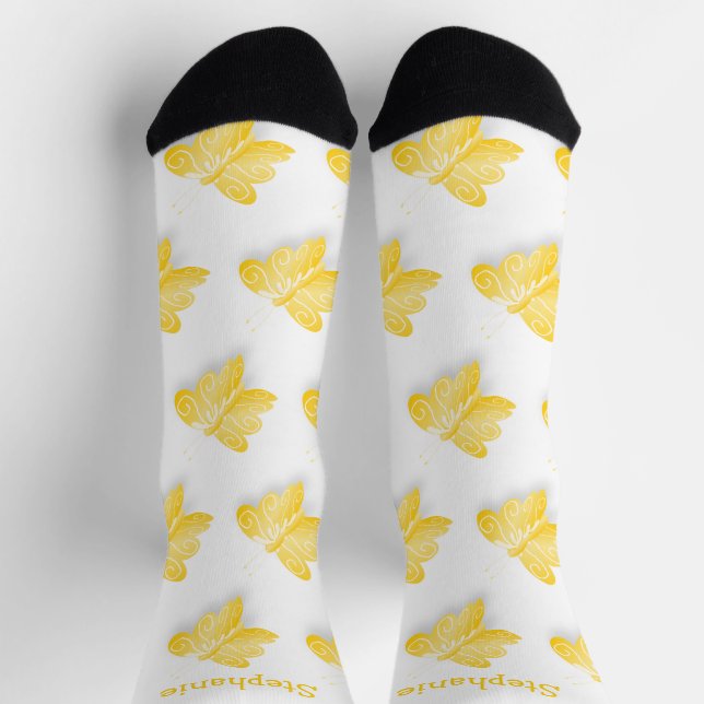 Chaussette Socks Yellow Butterfly Design (Haut)