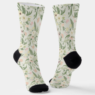 Chaussette Soft Mint Green Garden Motif