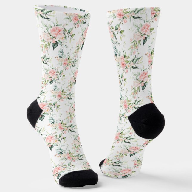 Chaussette Soft Pastel Rose Rose Flower Motif (Angulaire)