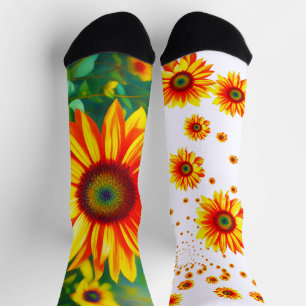 Chaussette soleil brillant coloré tournesol art campagnard