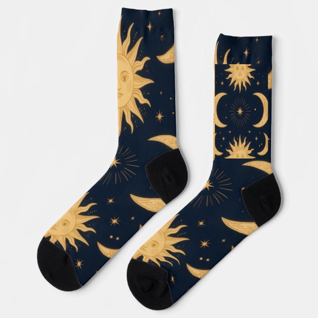 Chaussette Soleil et Motif céleste de Soleil et Lune (Gauche)