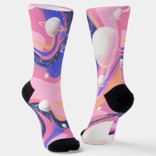 Chaussette Spirale De L'Espace Extérieur Rose Et Violet Abstr