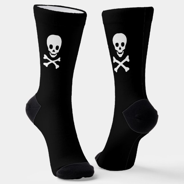 Chaussette Squelette de pirate noir déplaisant Halloween (Angulaire)