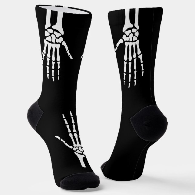 Chaussette Squelette Mains Sur Halloween Éffrayant Noir (Angulaire)