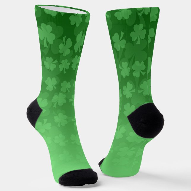 Chaussette St. Patrick's Day green shamrock ombre motif (Angulaire)