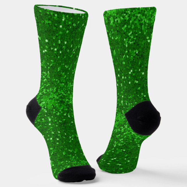 Chaussette St. Patrick's green sparkling glitter pattern (Angulaire)