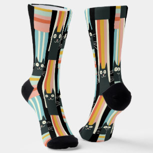 Chaussette Striped Parfaitement - Quirky Cat Stripes Motif