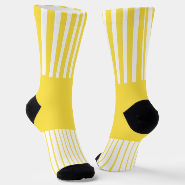 Chaussette Stripes de pop couleur - Citron jaune et blanc (Angulaire)