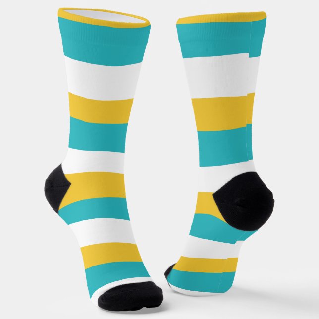 Chaussette Stripes inégales - Turquoise et Jaune (Angulaire)