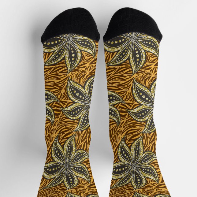 Chaussette Style Batik Floral Abstrait africain (Haut)