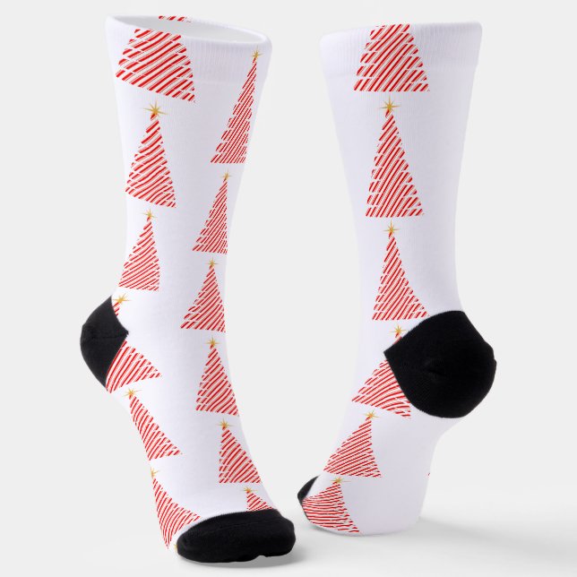 Chaussette Sucre de canne Arbre rayée Noël (Angulaire)
