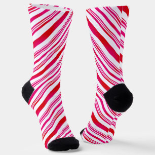Chaussette Sucre de canne Red and White Stripes Motif Noël