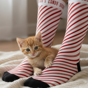 Chaussette Sucre de canne rouge et blanc Chaussettes de Noël