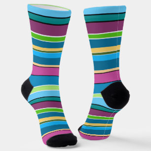 Chaussette Super amusant Stripes été violet Turquoise