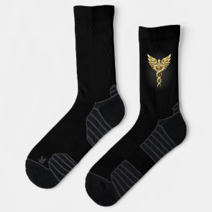 Chaussette Symbole caducee polygonale or