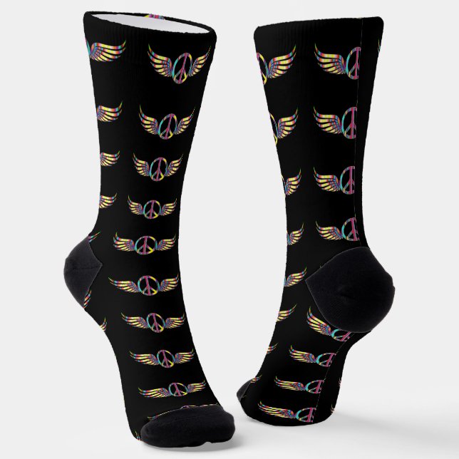 Chaussette Symbole de la Paix Hippie Ailé Thunder_Cove (Angulaire)
