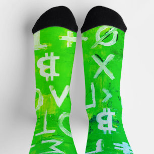 Chaussette Symboles de Bitcoin (Bénéfice Lumineux Vert - 1)