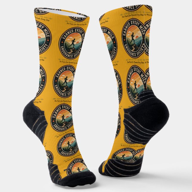 Chaussette T-shirt rétro pour coureur de trail Endurance Earn (Angulaire)