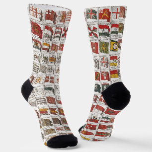 Chaussette Table vintage des drapeaux de mer, Impression esth