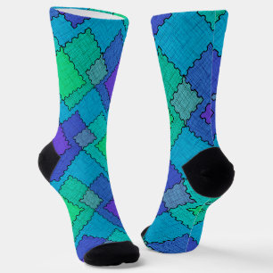 Chaussette Taches texturées traits multicolores