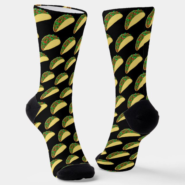 Chaussette Taco Mardi Fun Motif alimentaire Noir (Angulaire)