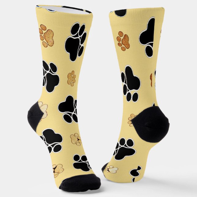 Chaussette Tan et empreinte de patte noir sur un arrière - pl (Angulaire)