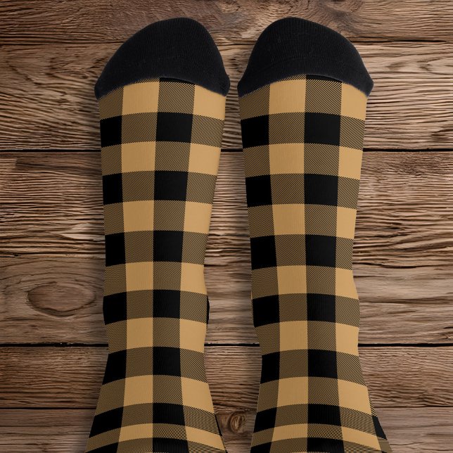 Chaussette Tan et noir de buffle plaqué (Tan Buffalo Plaid Socks)