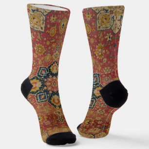 Chaussette Tapis persan asiatique Kashan or rouge