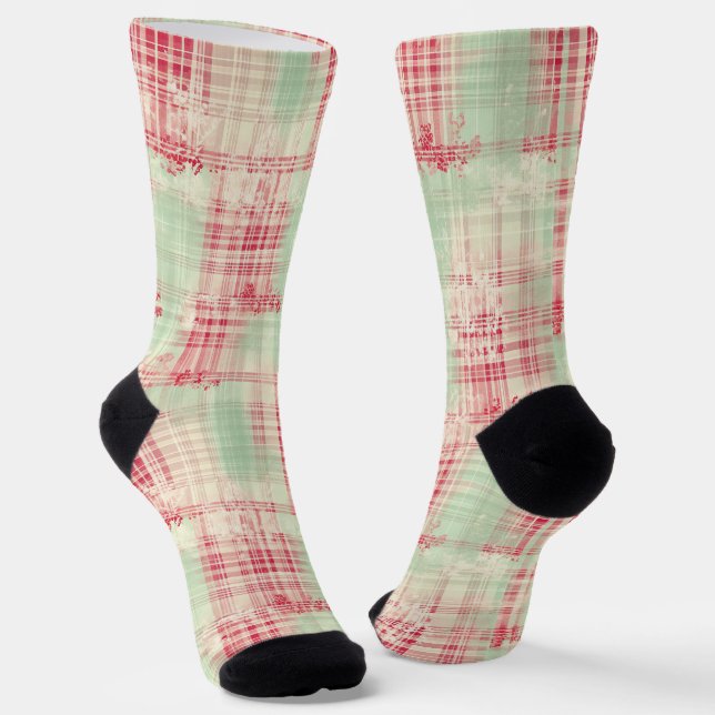 Chaussette Tartan de Noël Chic Shabby (Angulaire)