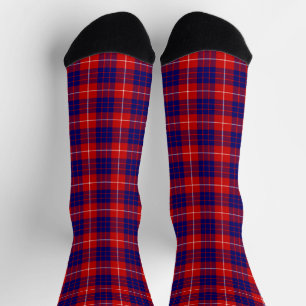 Chaussette tartan Hamilton rouge bleu violet carreaux