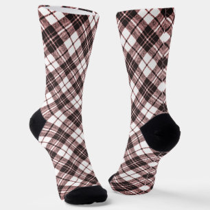 Chaussette Tartan motif vacances Noël marron rose