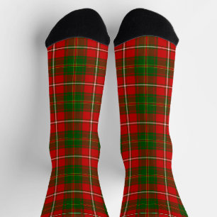 Chaussette Tartan rouge vert carreau de foin