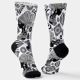 Chaussette Tatouage Tribal Portrait de Fille Africaine