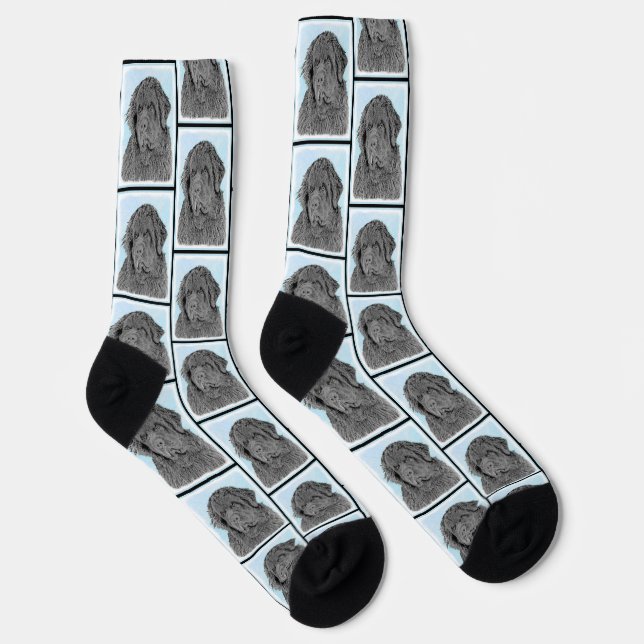 Chaussette Terre-Neuve Peinture Black Cute Original Chien Art (Droite)