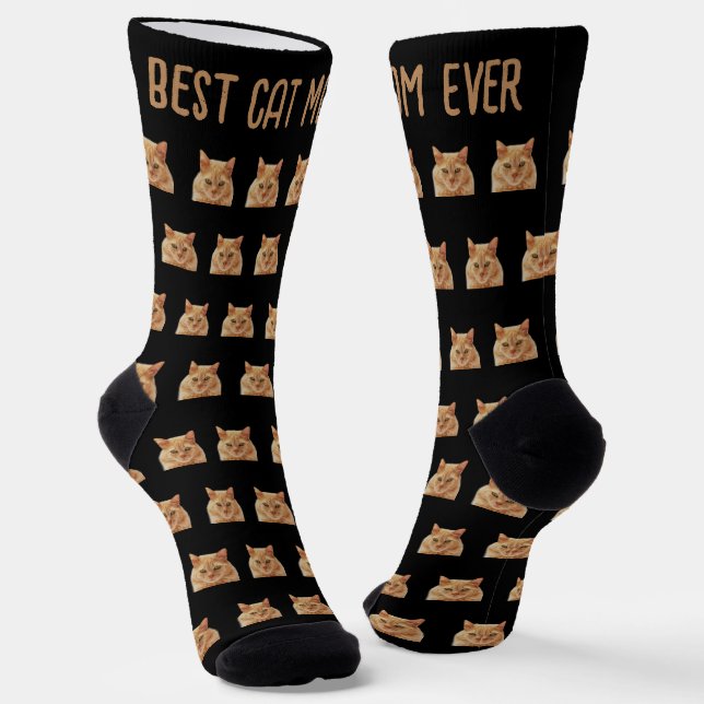 Chaussette Tête de chat Photo Motif Meilleure Maman de Chat N (Angulaire)
