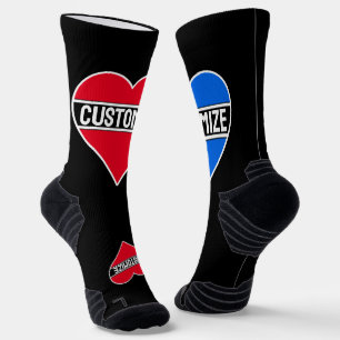 Chaussette Texte et couleurs personnalisés Amusant Coeur pers