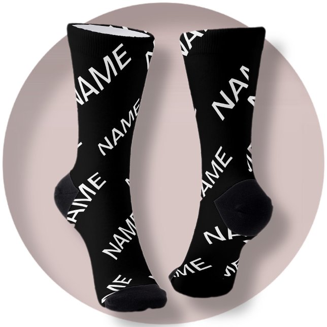 Chaussette Texte personnalisable | Bold Modern Black & White (Créateur téléchargé)