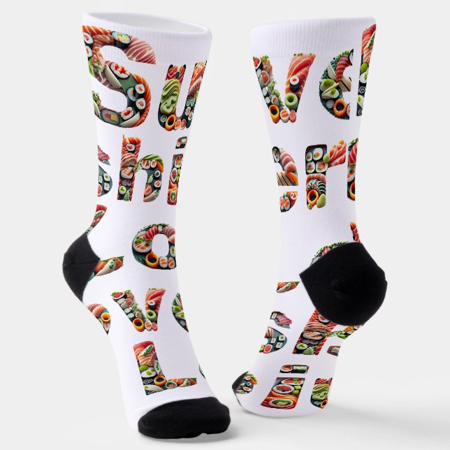 Chaussette Texte Sushi Lover (Angulaire)